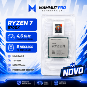 Processador AMD Ryzen 7 5700X, 3.4GHz, Cache 32MB, 8 Núcleos, 16 Threads, Sem Cooler